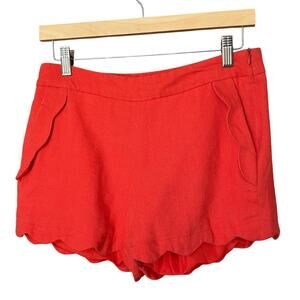 Cynthia Rowley Women's Orange Linen Blend Scallop Hem Shorts Size 4